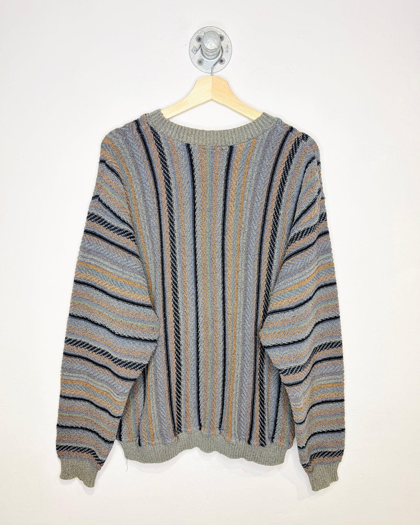 Vintage 90s London Fog Coogi Style Grey Sweater