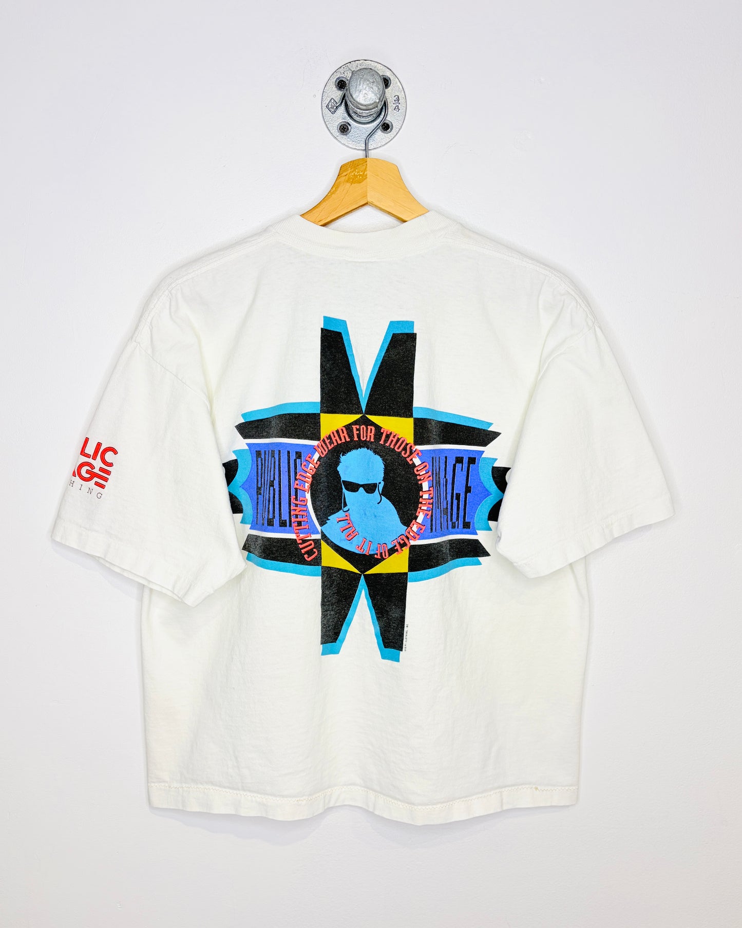 Vintage 90s Public Image Boxy & Cropped Fit White Tee Shirt