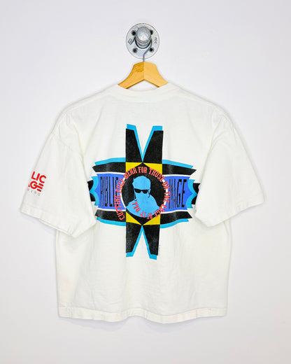 Vintage 90s Public Image Boxy & Cropped Fit White Tee Shirt