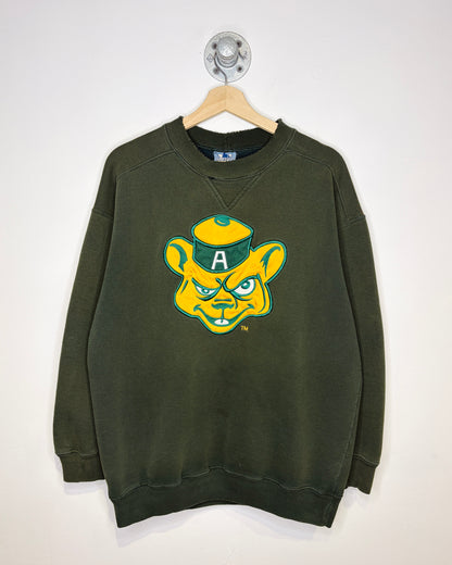 Vintage 90s Distressed Gooba University Of Alberta Faded Green Crewneck Sweatshirt