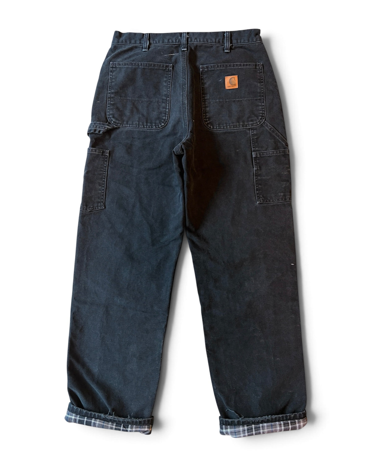 Vintage Carhartt Dungaree Fit Flannel Lined Faded Black Carpenter Pants