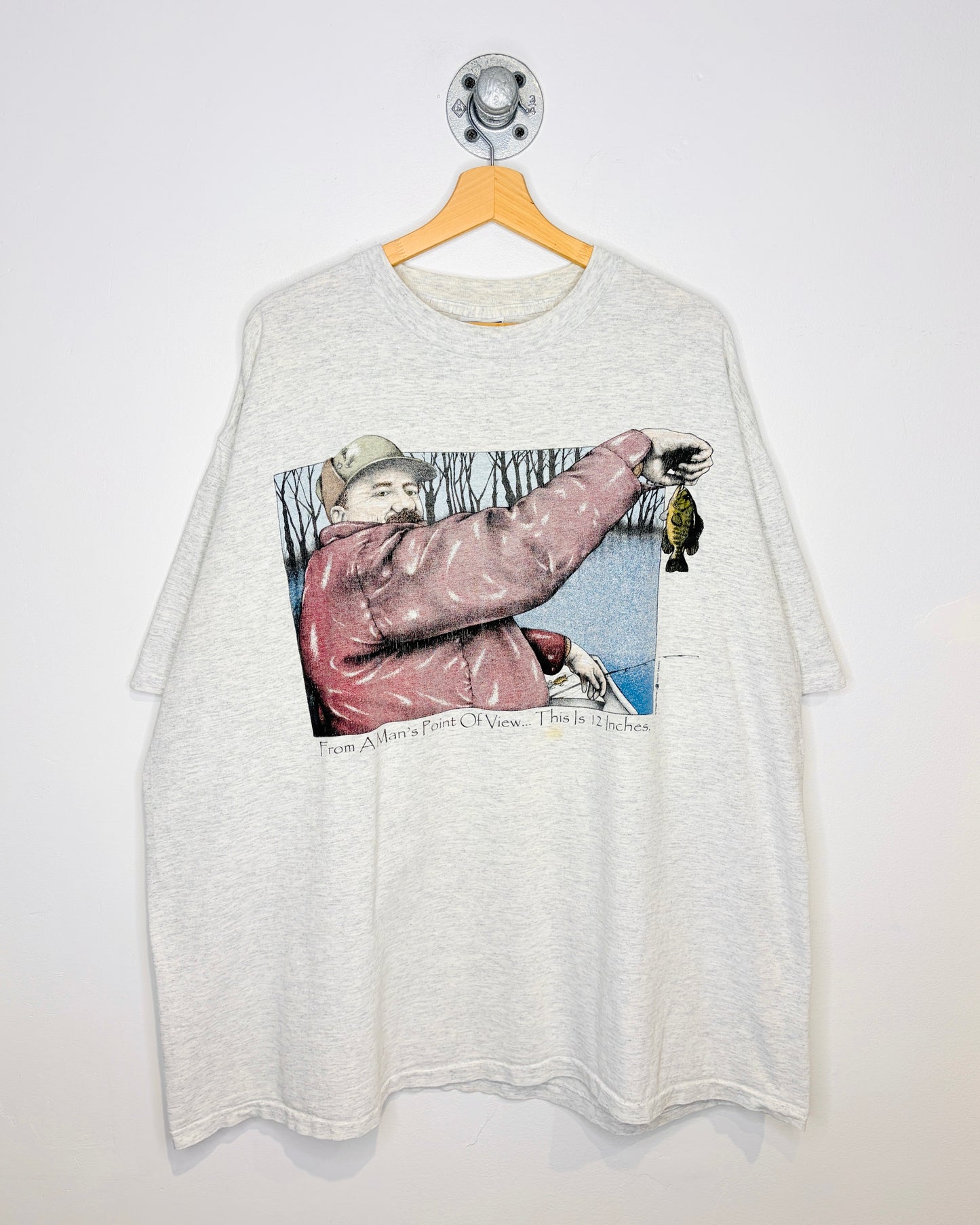Vintage 90s “This Is 12 Inches” Grey Fishing Tee Shirt