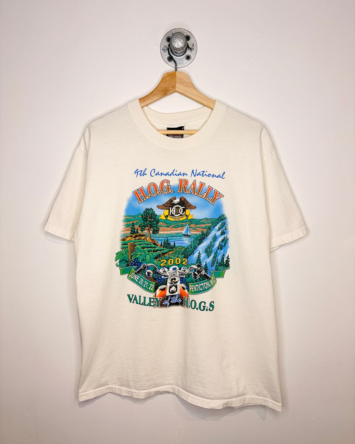 Vintage 2002 Harley HOG Rally White Tee Shirt