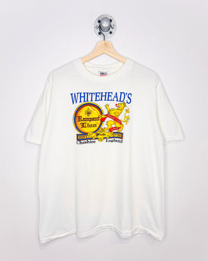 Vintage 1990 Whitehead’s Rampant Lion Pub England White Tee Shirt