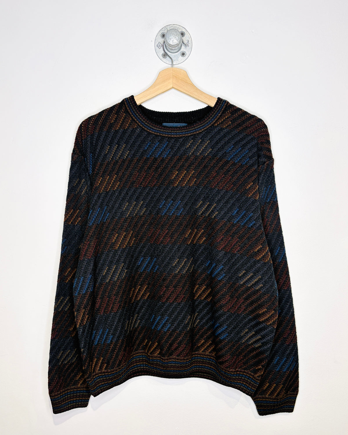 Vintage 90s Arnold Palmer Abstract Textured Black Sweater