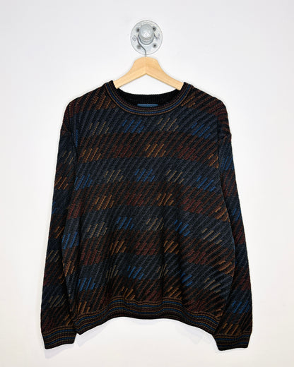 Vintage 90s Arnold Palmer Abstract Textured Black Sweater