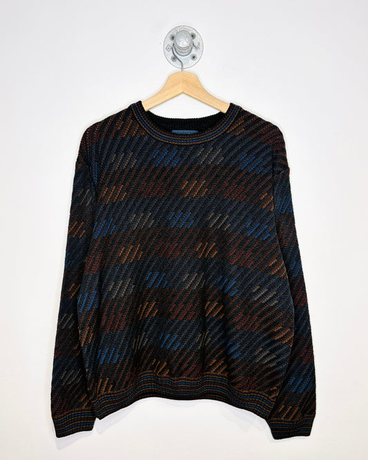 Vintage 90s Arnold Palmer Abstract Textured Black Sweater