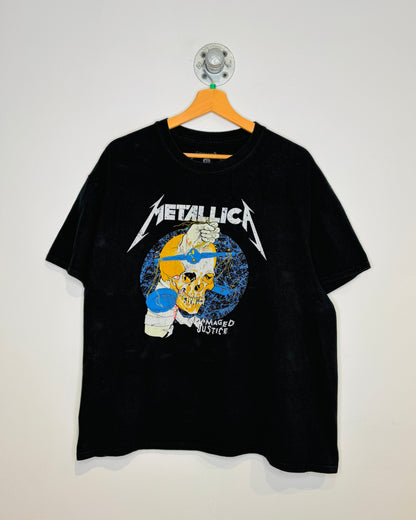 Metallica Damaged Justice Logo Black Tee Shirt