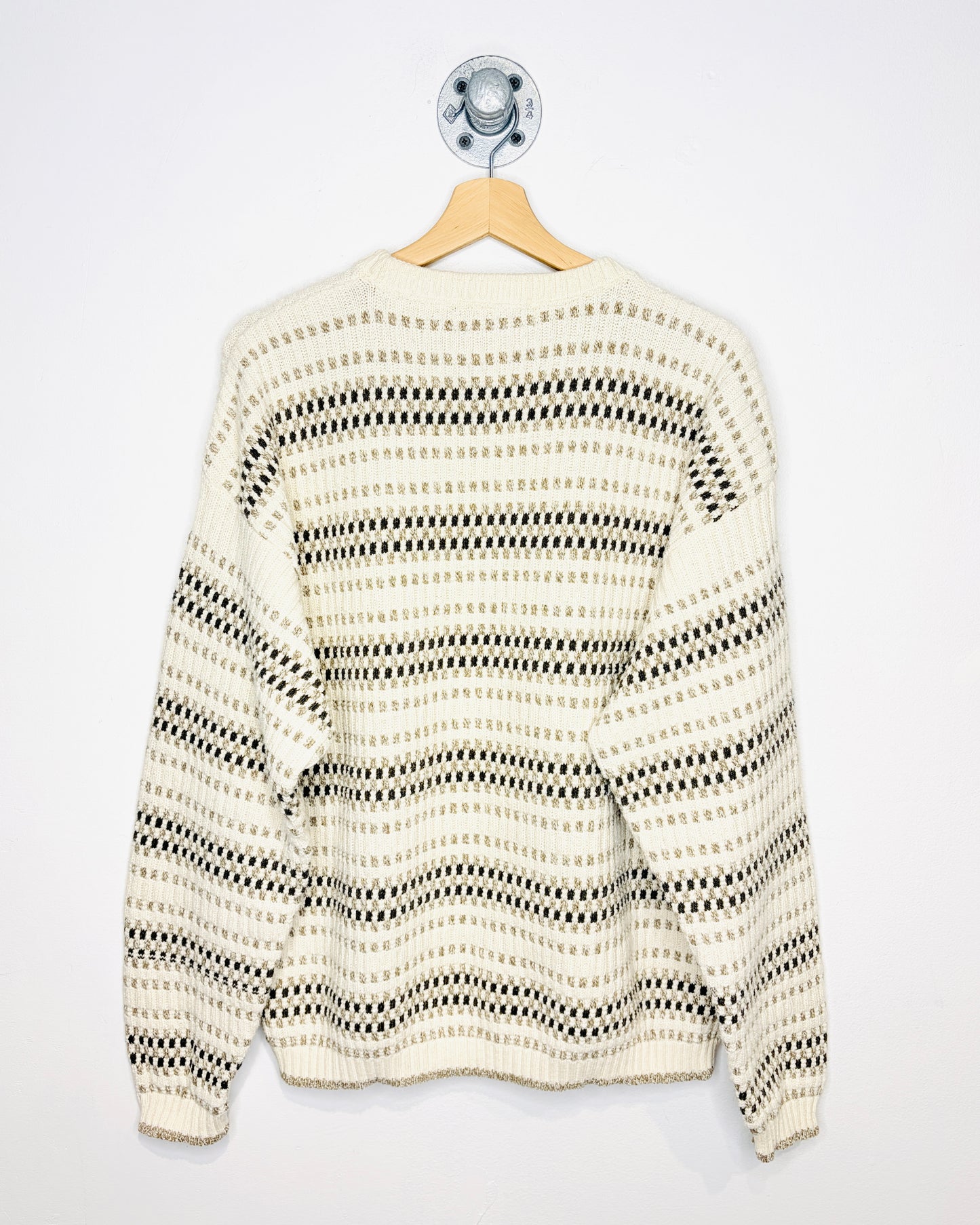 Vintage 90s Bill Blass Cream Textured Knit Sweater