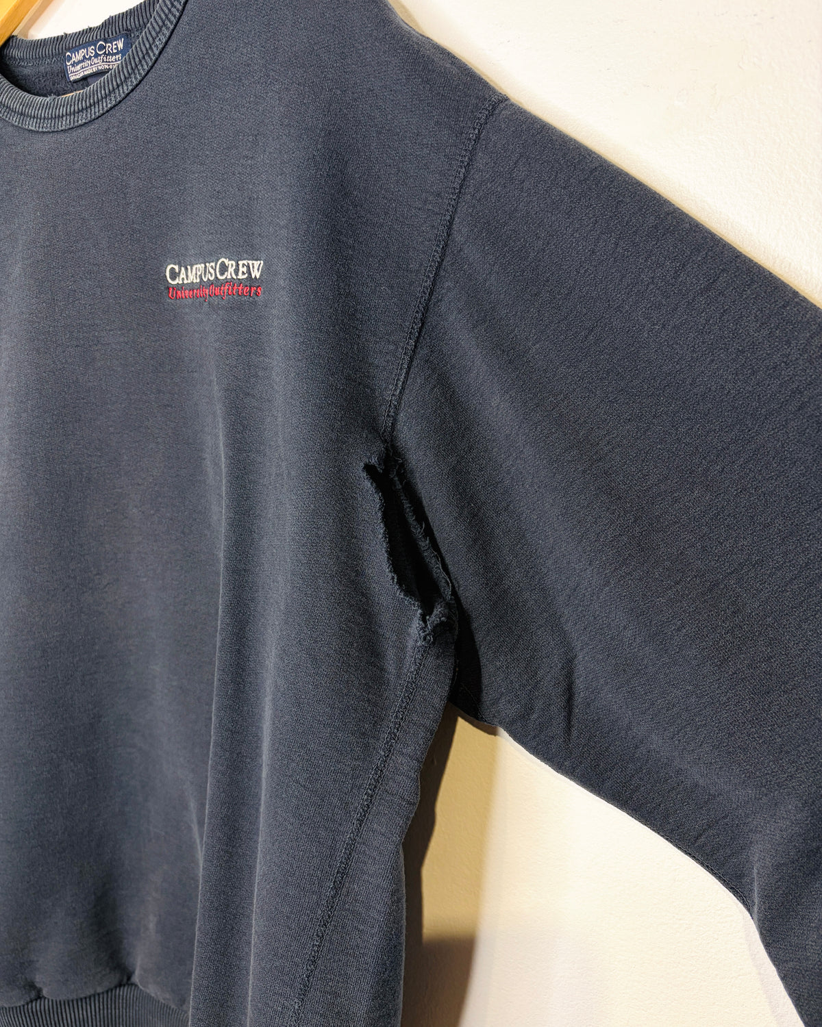 Vintage 90s Campus Crew University Outfitters Distressed & Faded Black Crewneck Sweatshirt