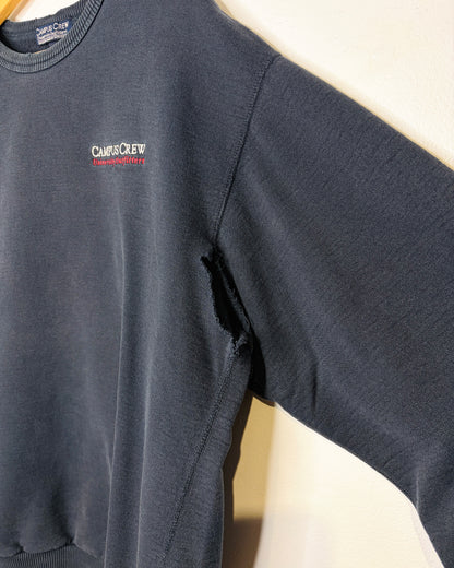 Vintage 90s Campus Crew University Outfitters Distressed & Faded Black Crewneck Sweatshirt