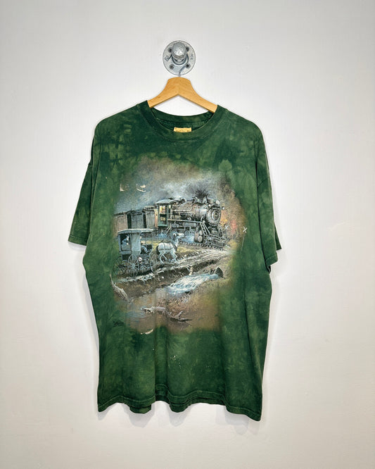 Vintage The Mountain Horse And Carriage Green Dye Tee Shirt