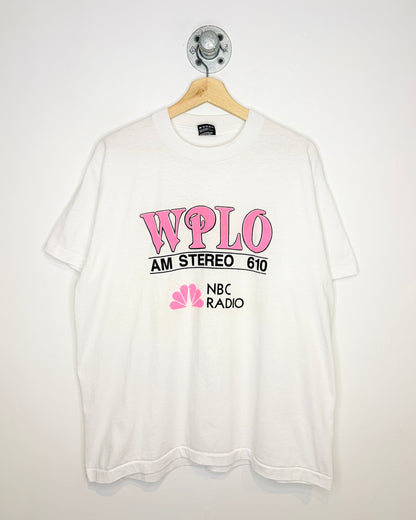 Vintage 90s WPLO NBC Radio White Tee Shirt