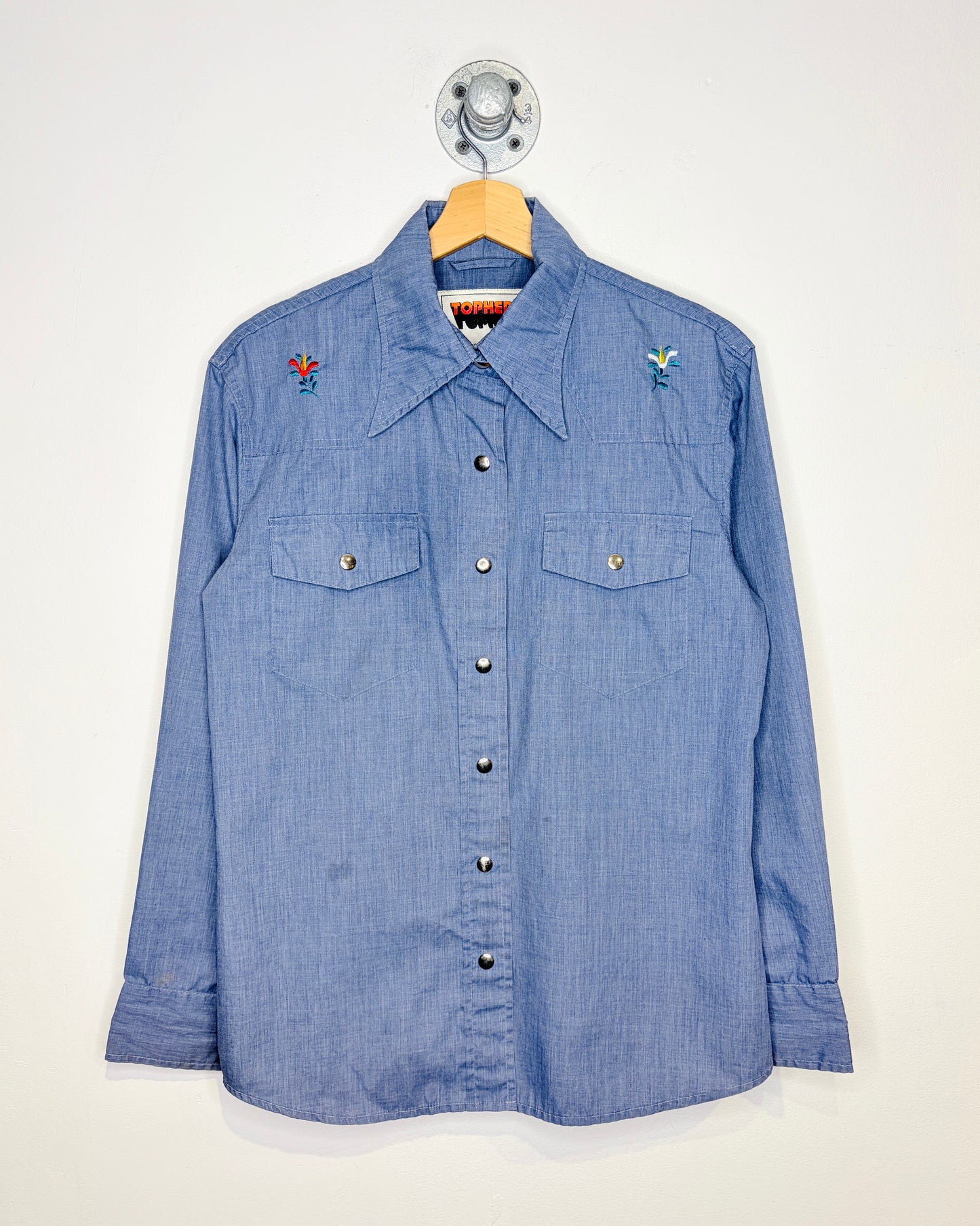 Vintage 70s Topher Chambray Button Up Shirt