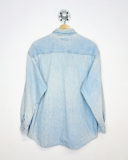 Vintage 90s Guess Cactus Collar Light Wash Denim Button Up Shirt
