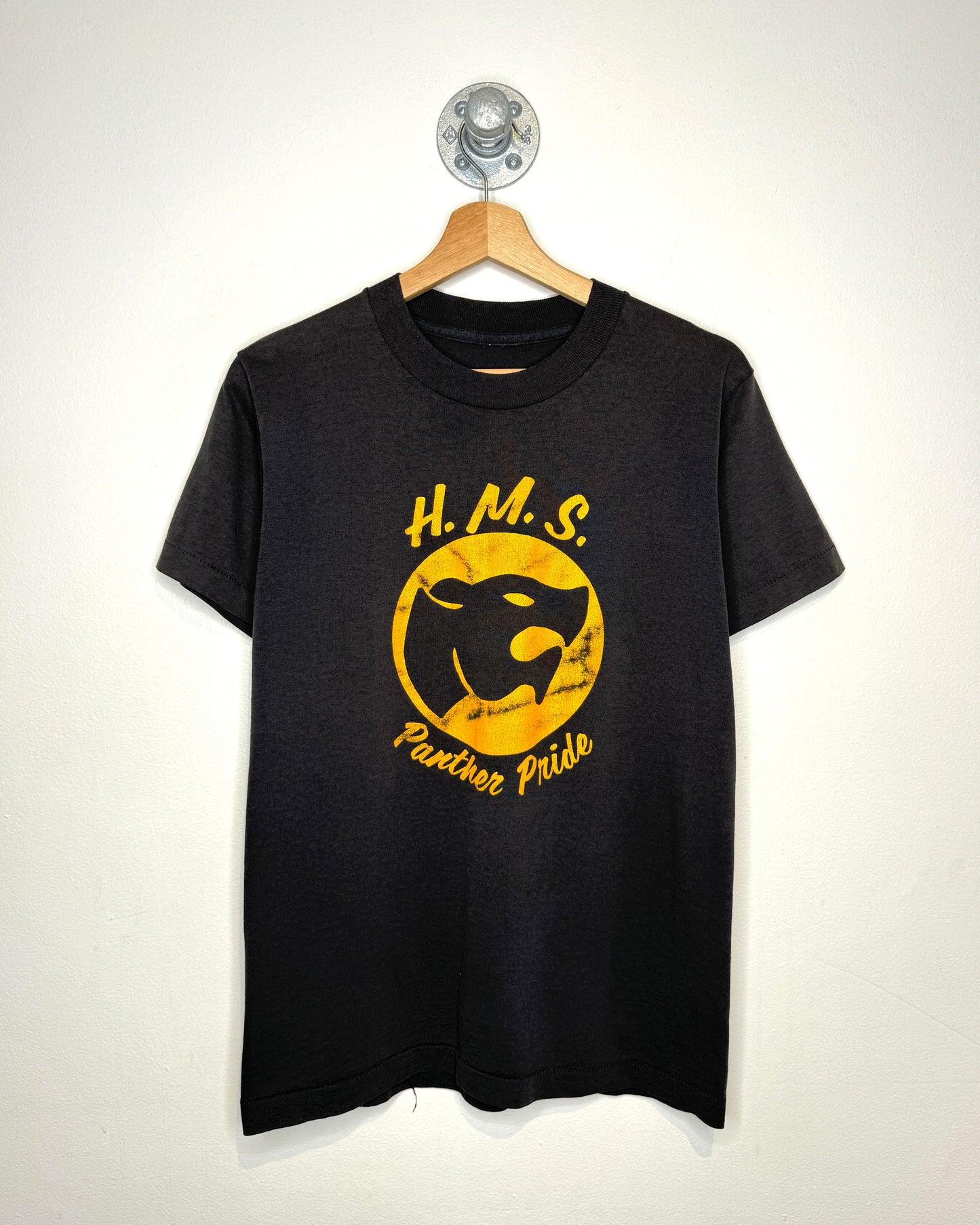 Vintage 90s HMS Panther Paper Thin Black Tee Shirt