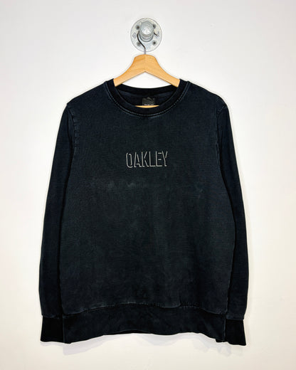 2000s Oakley Spellout Faded Black Crewneck Sweatshirt