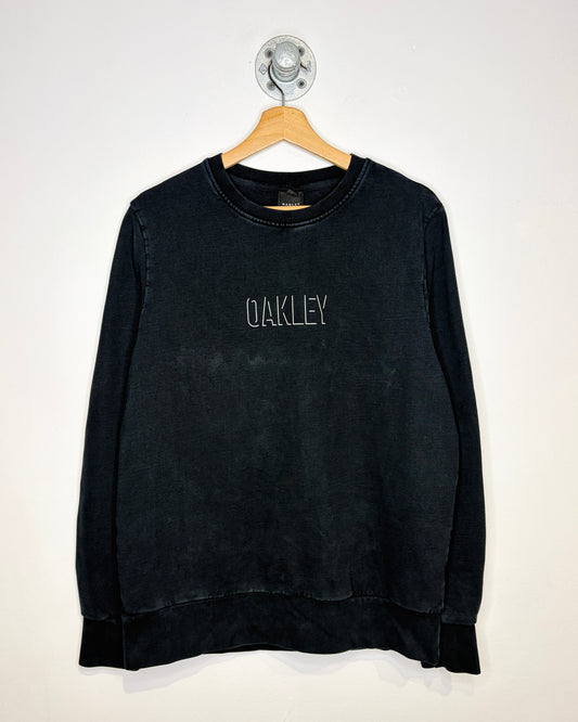 2000s Oakley Spellout Faded Black Crewneck Sweatshirt