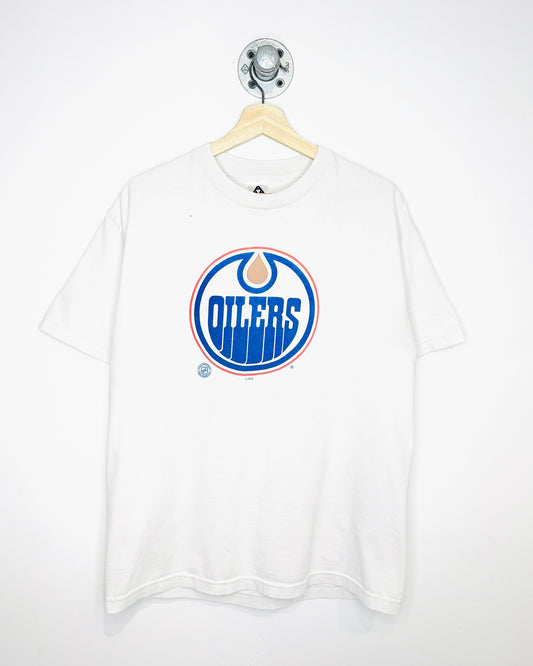 Vintage 90s/00s Edmonton Oilers Simple White Tee Shirt