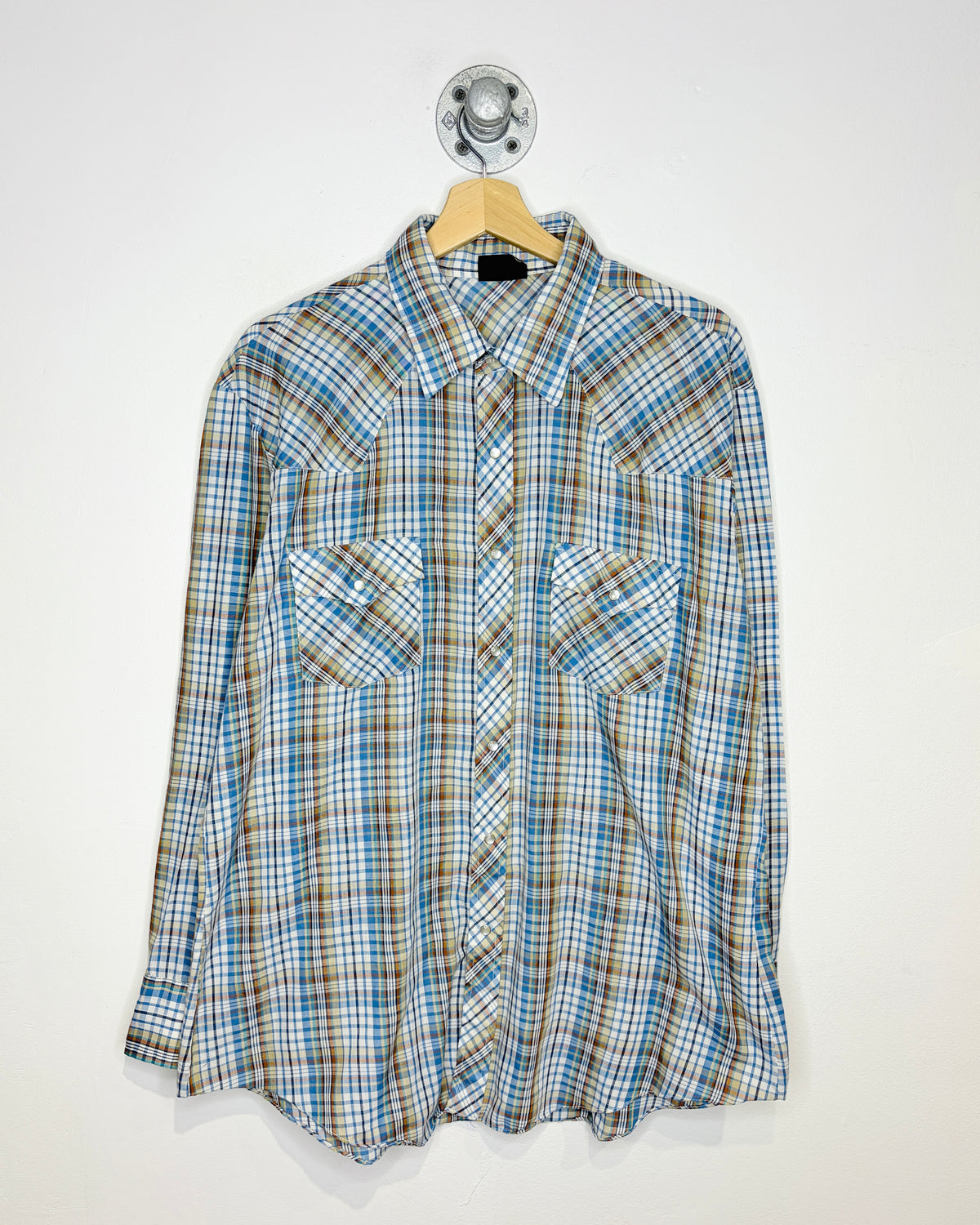 Vintage 70s JC Penney Plaid Pearl Snap Western Button Up Shirt