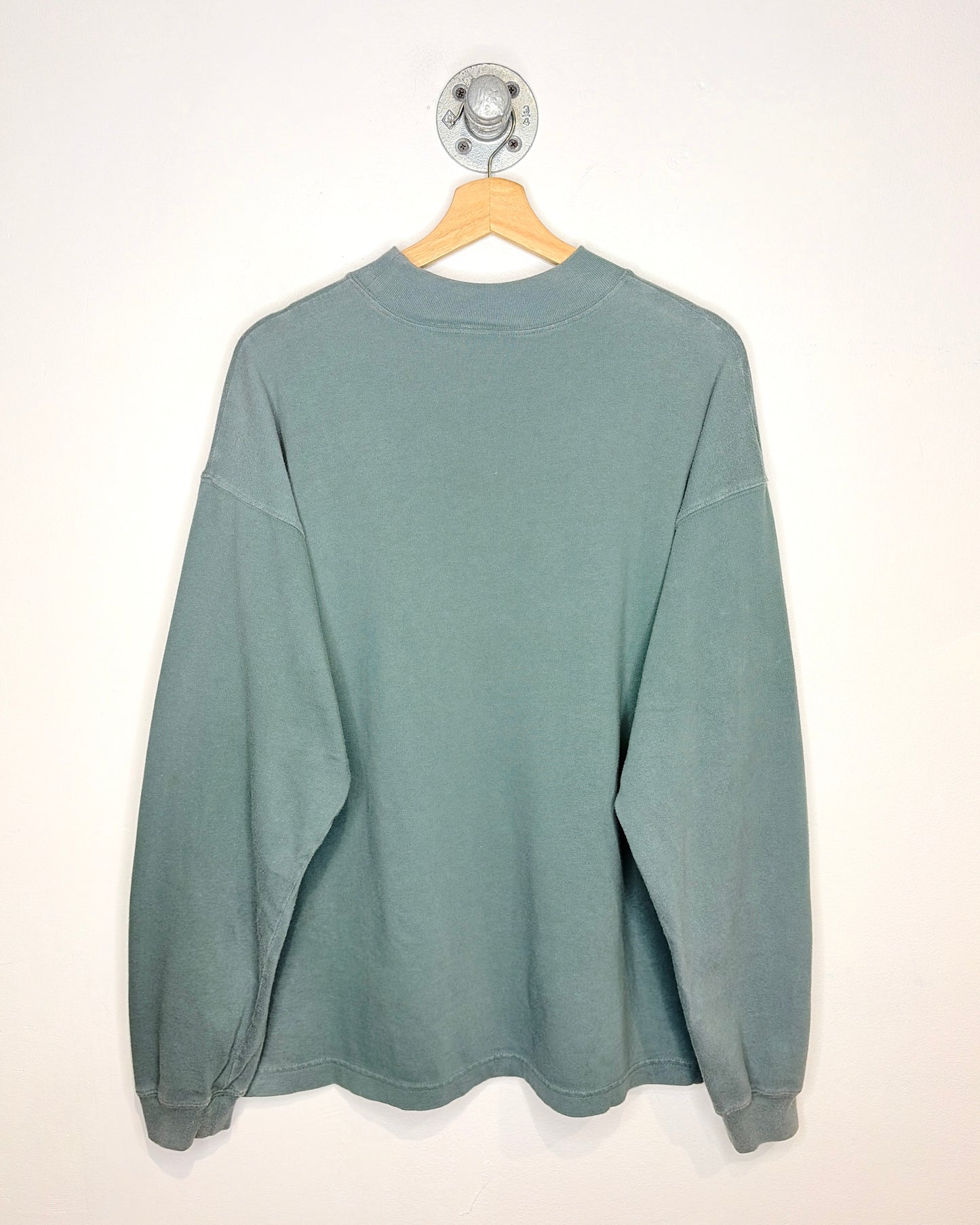Vintage 1995 Looney Tunes Emerald Green Mock Neck Pocket Longsleeve Shirt