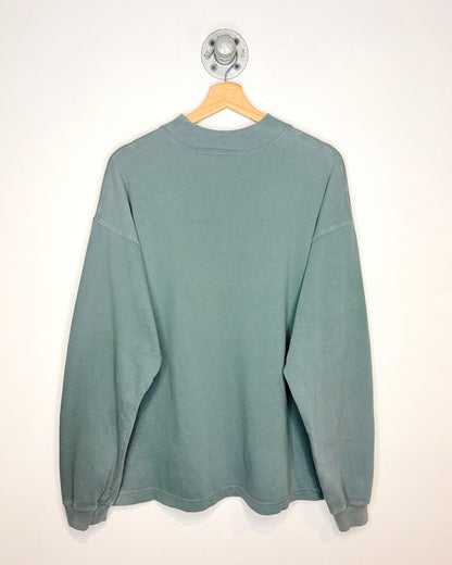 Vintage 1995 Looney Tunes Emerald Green Mock Neck Pocket Longsleeve Shirt