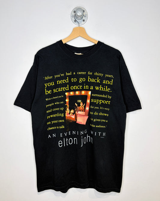 Vintage 2000s Elton John World Tour Black Tee Shirt