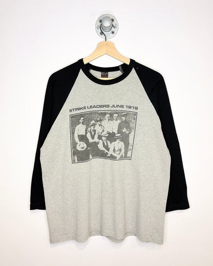 Vintage 90s Strike Leaders 1919 Grey 3/4 Sleeve Shirt