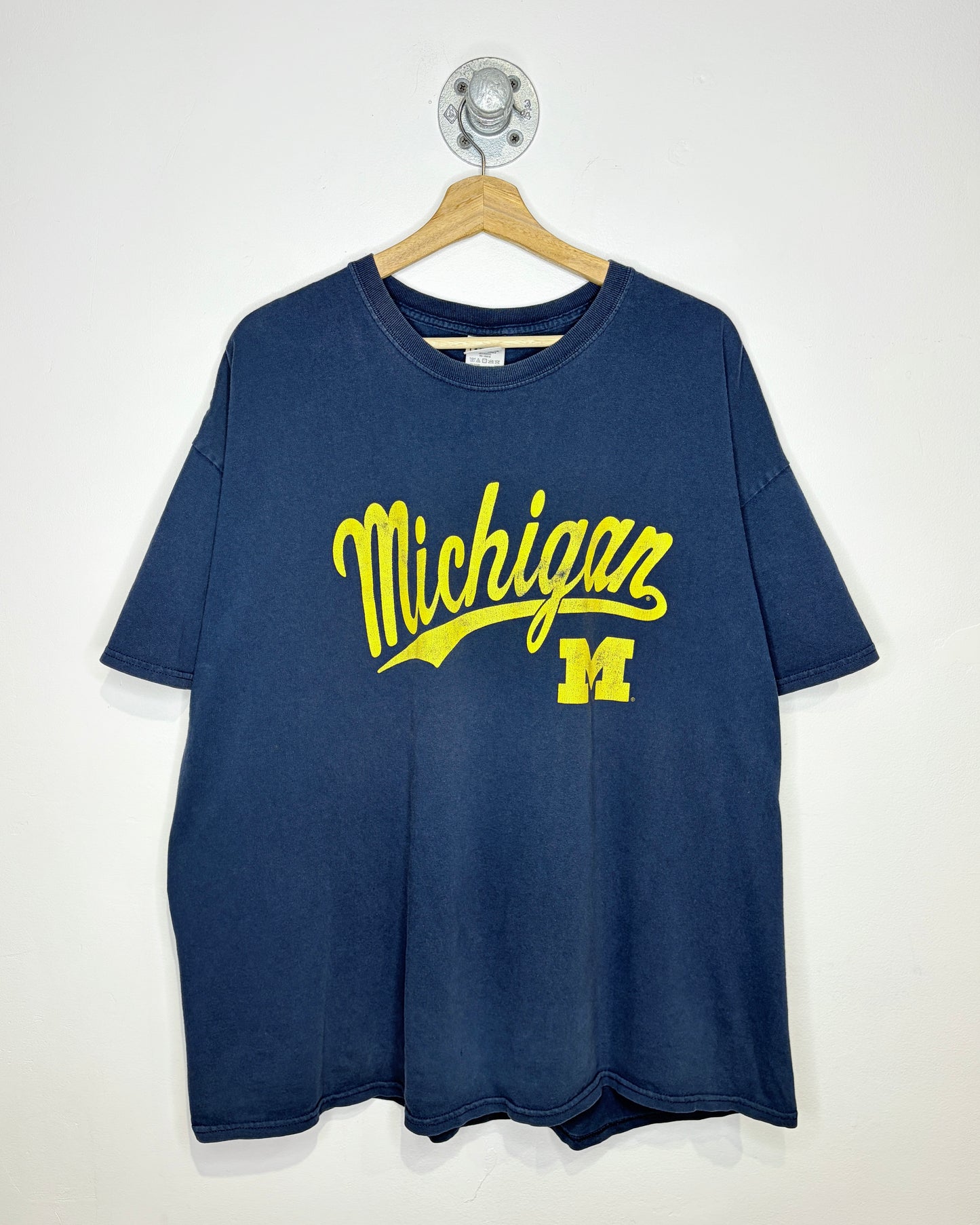 2000s Michigan Script Faded Navy Blue Varsity Shirt