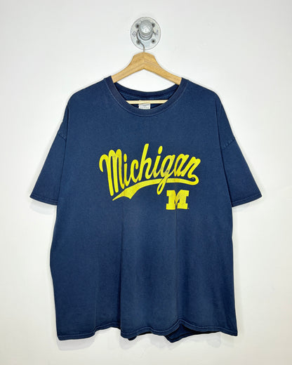 2000s Michigan Script Faded Navy Blue Varsity Shirt