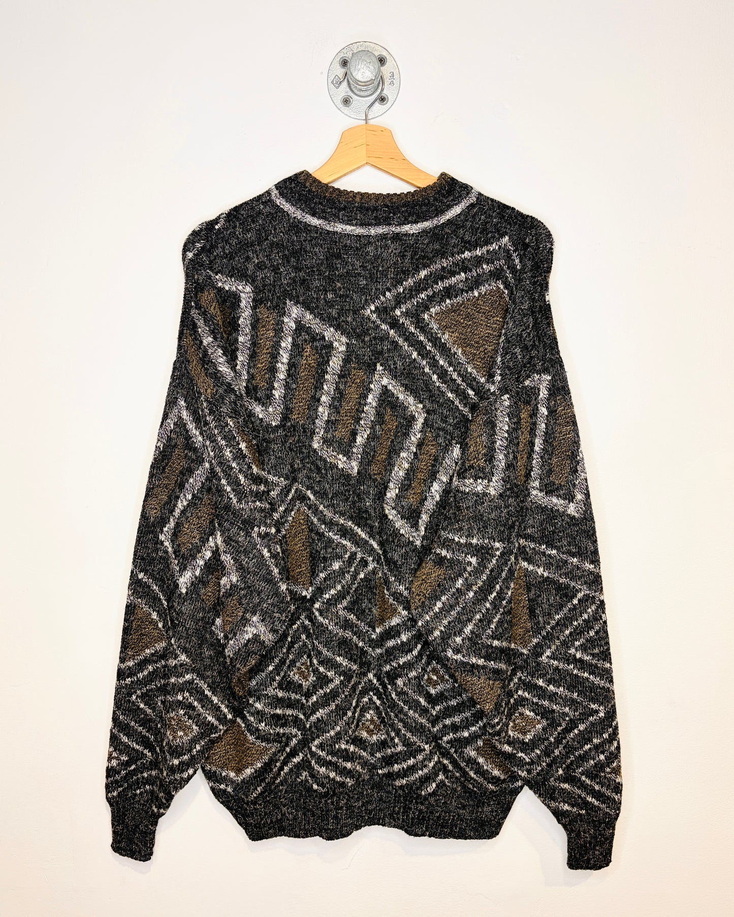 Vintage 90s Le Tigre Grey & Brown Abstract Sweater