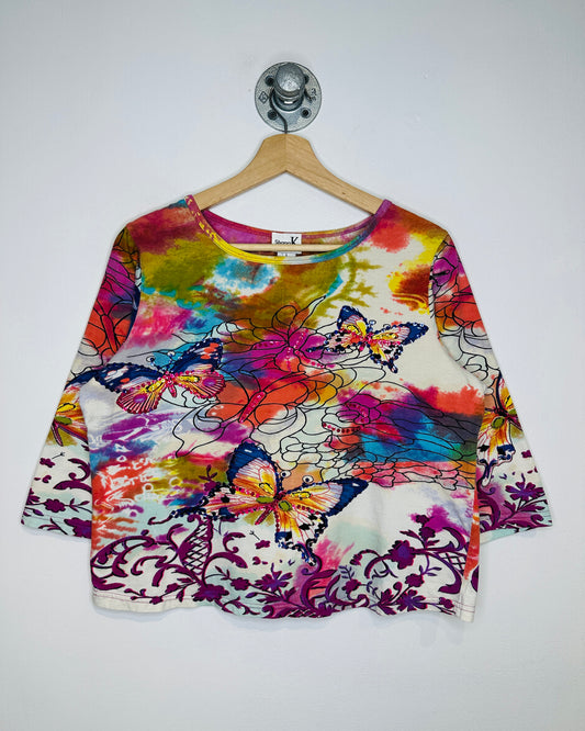 Vintage Butterflies Multi Colored Women’s Longsleeve Shirt