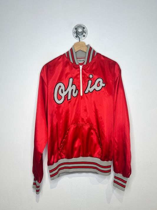 Vintage 1980s Ohio Red Satin Quarter Zip Jacket