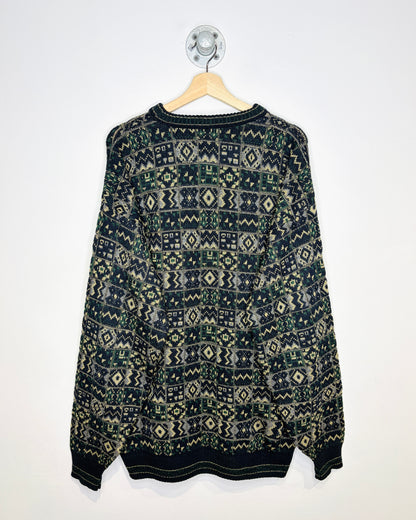 Vintage Harbor Bay Navy & Tan Textured Sweater