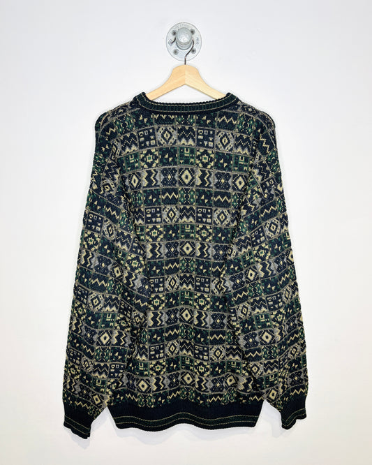 Vintage Harbor Bay Navy & Tan Textured Sweater