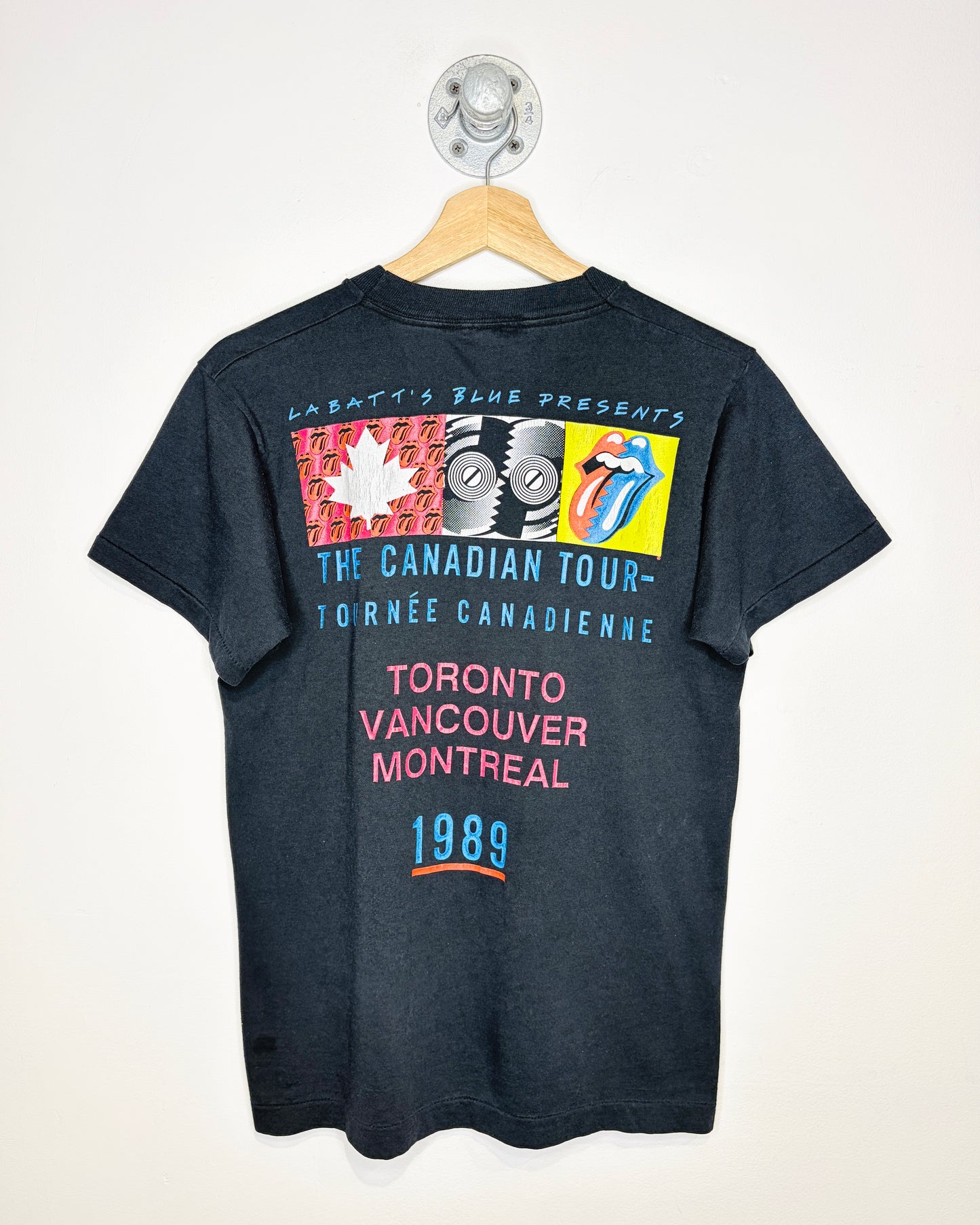 Vintage 1989 Rolling Stones Canadian Tour Black Tee Shirt