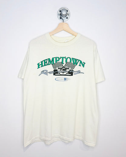 Vintage 90s Hemptown Racing Natural White Tee Shirt