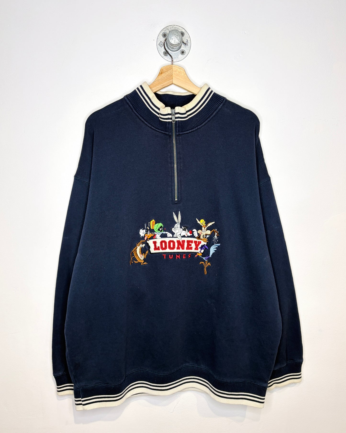 Vintage 1990s Looney Tunes Navy QuarterZip Sweatshirt