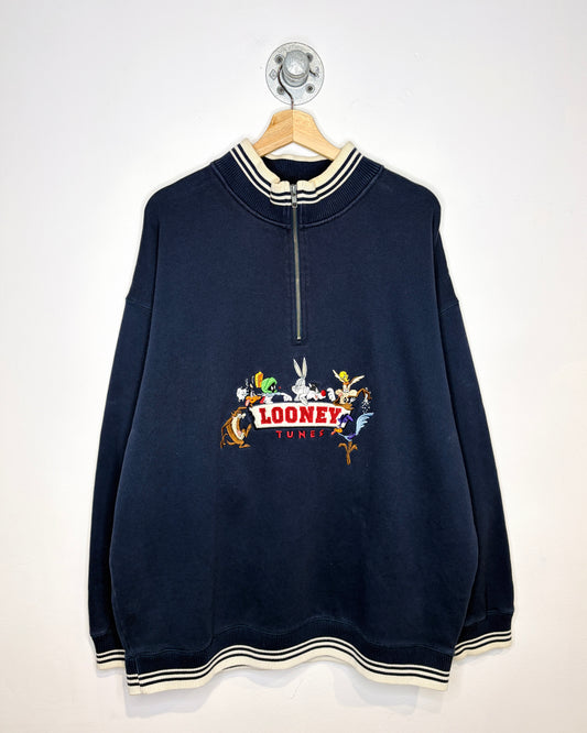 Vintage 1990s Looney Tunes Navy QuarterZip Sweatshirt