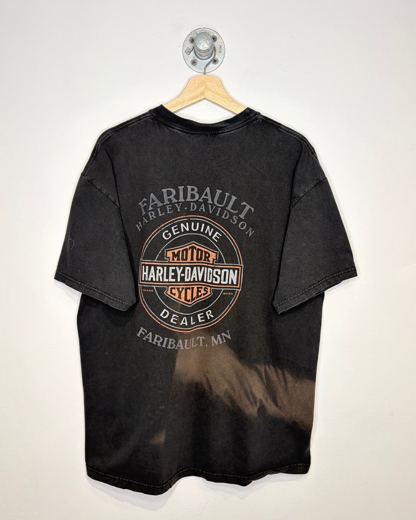 2000s Harley Davidson Faribault Faded Black Tee Shirt