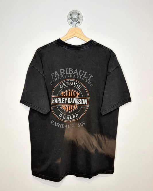2000s Harley Davidson Faribault Faded Black Tee Shirt
