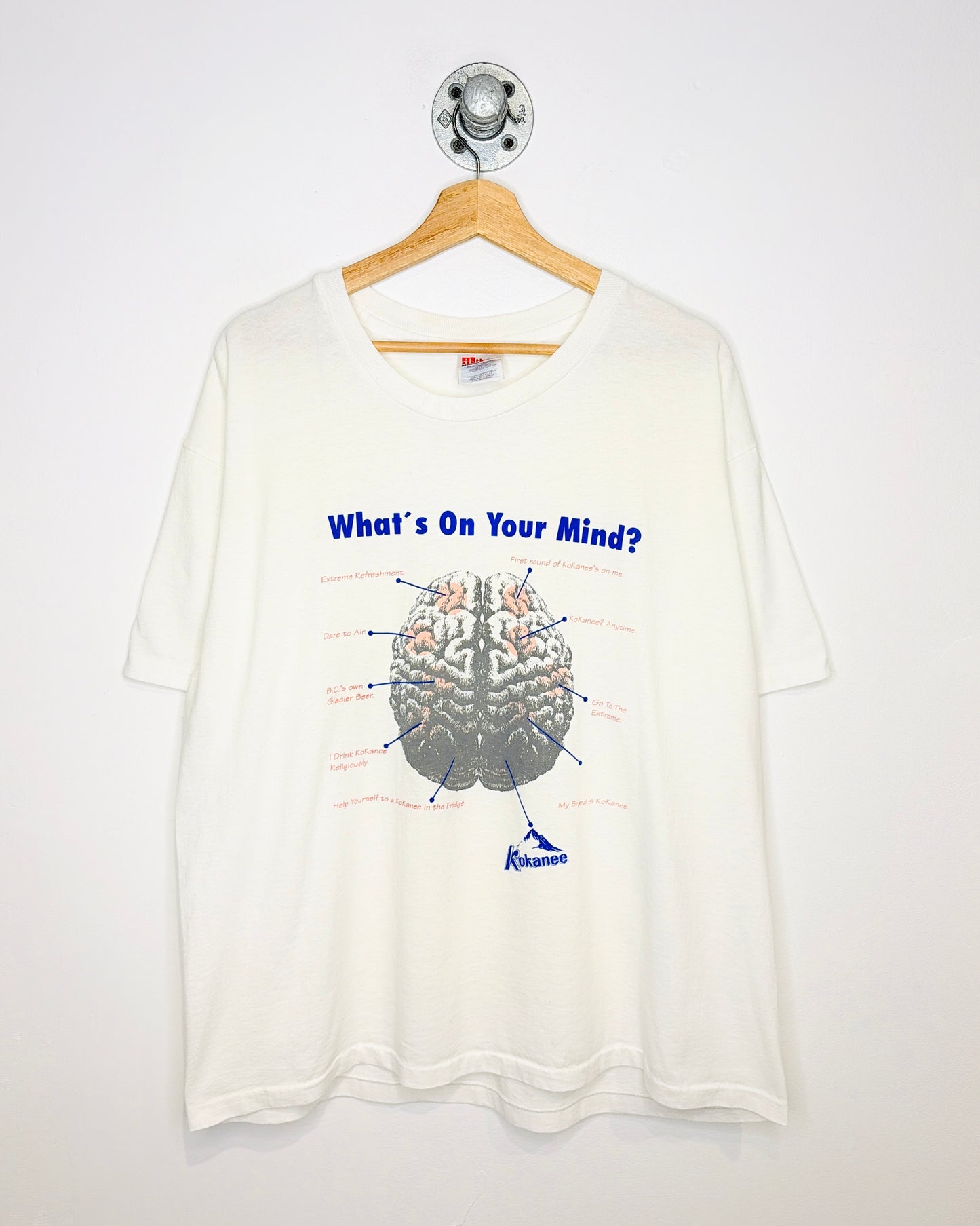 Vintage 90s Kokanee “What’s On Your Mind?” White Tee Shirt