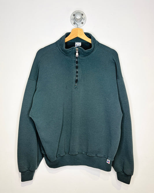 Vintage 90s/00s Russell Athletic Dark Grey 1/4 Zip Sweatshirt