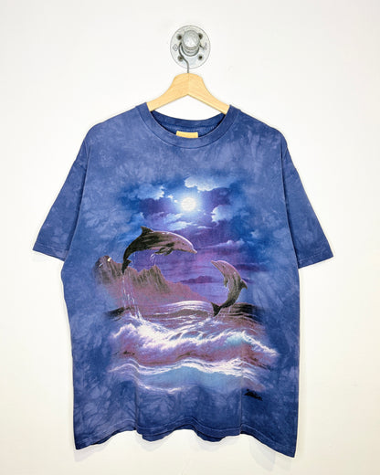 Vintage 1998 The Mountain Dolphins AOP Purple Tee Shirt