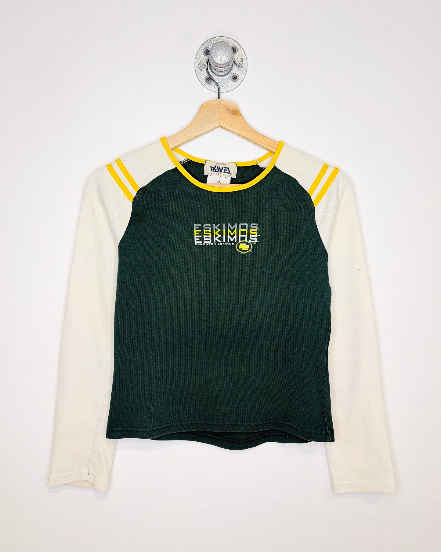 Vintage 90s Women's Edmonton Eskimos TwoTone Green Longsleeve Shirt