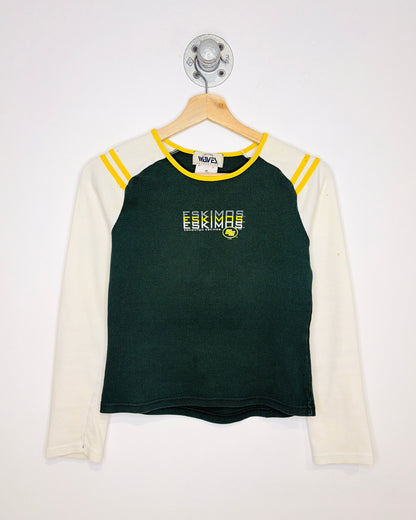 Vintage 90s Women's Edmonton Eskimos TwoTone Green Longsleeve Shirt