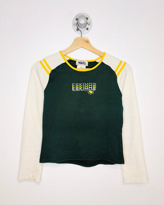 Vintage 90s Women's Edmonton Eskimos TwoTone Green Longsleeve Shirt