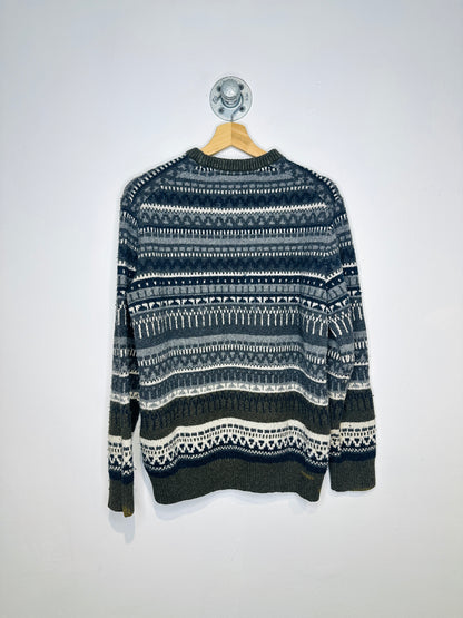 Vintage 2000s Denver Hayes Grey Printed Cotton Acrylic Sweater