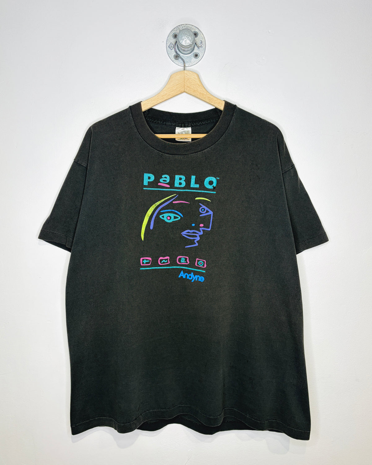 Vintage 90s Pablo Tnao Andyne “Picasso” Art Faded Black Tee Shirt