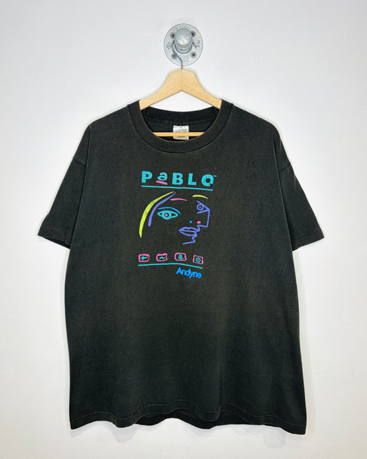 Vintage 90s Pablo Tnao Andyne “Picasso” Art Faded Black Tee Shirt